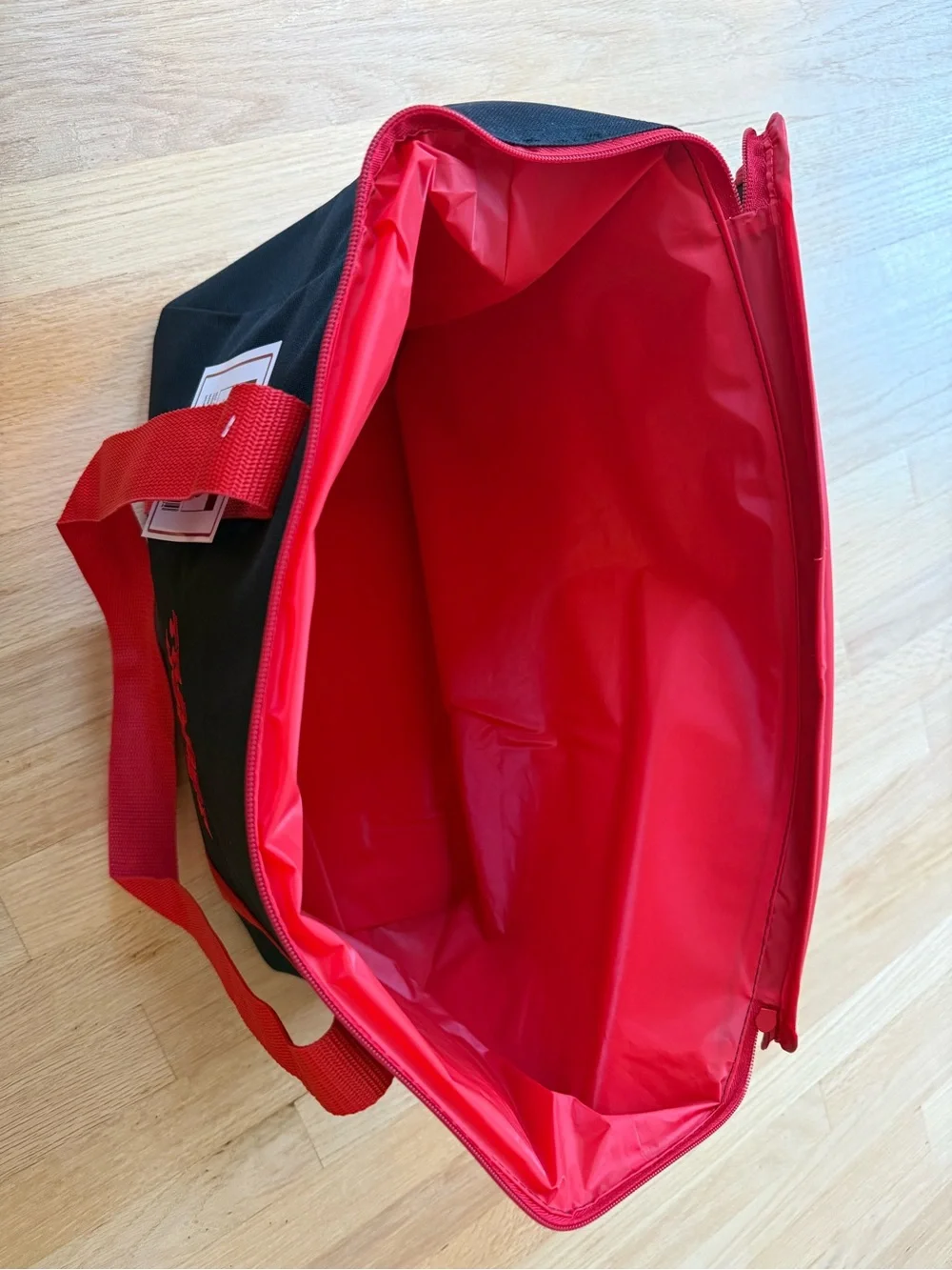 Trader Joe’s Insulated Cooler Bag Black Red Large Reusable Grocery Tote NEW